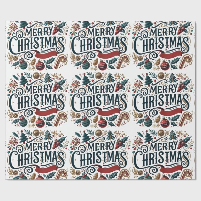 Papel De Presente Merry Christmas Festive & Colorful (Aberto)