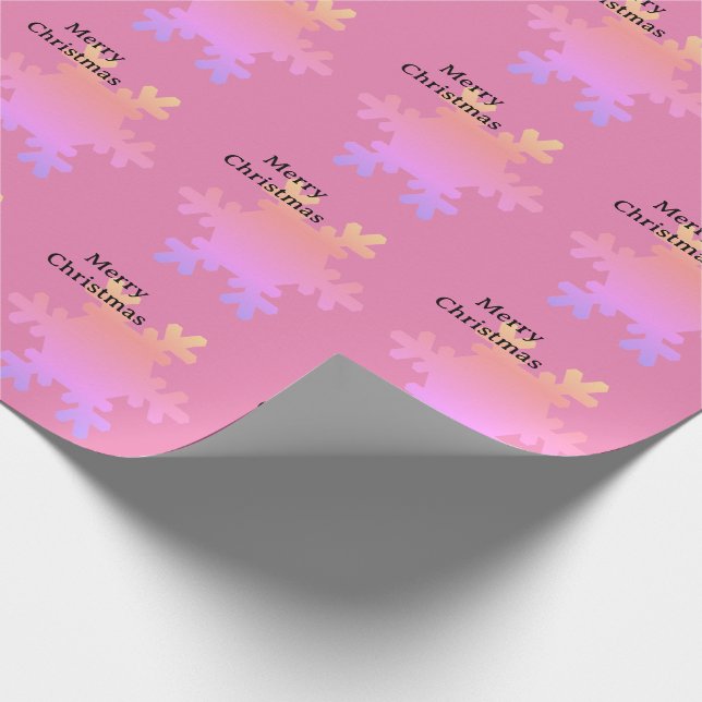 Papel De Presente Merry Christmas Pink Gold Snowflake Patterns 2025 (Ponta)