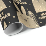 Papel De Presente Merry Christmas Rabbit Sepia Dourado Preto Metálic<br><div class="desc">Holidays Modern Wrap - decorado com textura metálica em pó com um coelho metálico decorado com corações. floreceK</div>