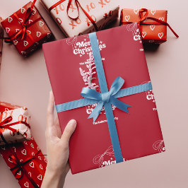 Papel De Presente Merry Christmas red hand-drawn bow retro
