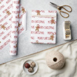 Papel De Presente MERRY CHRISTMAS Texto Com Homens Gengerpão<br><div class="desc">Texto do NATAL do MERCADO vermelho com gengibre em fundo branco. O texto pode ser editado. A cor de fundo pode ser alterada.</div>