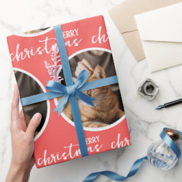 Papel De Presente Merry Christmas with One Circle Photo