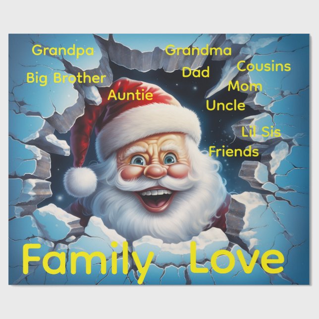 Papel De Presente Merry Christmas Wrapping Family Love Friends Santa (Aberto)