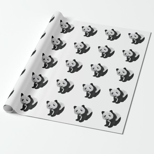 Papel De Presente Mesa reservada para filhote de panda (Desenrolado)