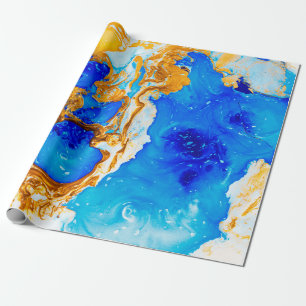 Papel De Presente Mestre de arte em design. Ouro e dor azul