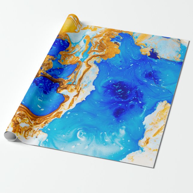 Papel De Presente Mestre de arte em design. Ouro e dor azul (Desenrolado)