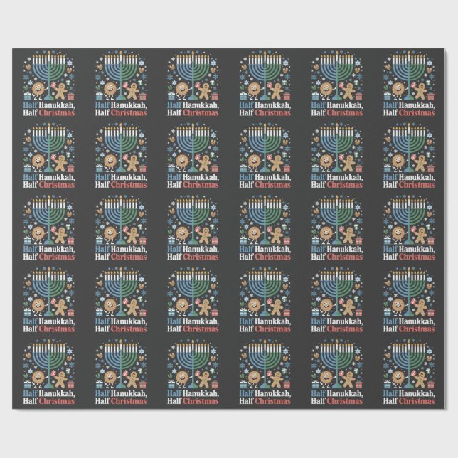 Papel De Presente Metade Hanukkah Metade Natal Divertido Christmukka (Aberto)