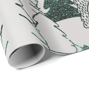 Papel De Presente Metal das cinzas de prata do verde do brilho da