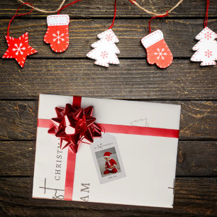 Papel De Presente Meu 1º Natal Nome do Bebê   Padrão Neutro Moderno