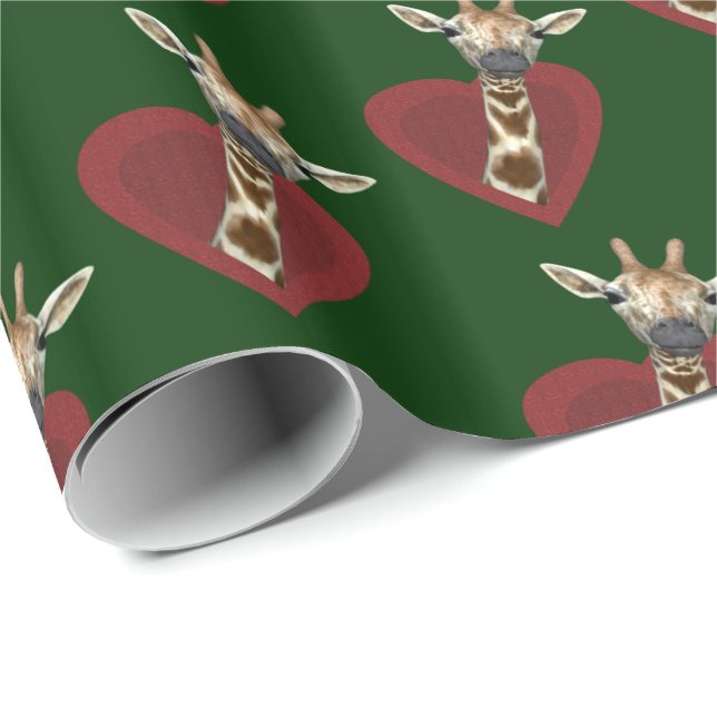 Papel De Presente Meu Coração Pertence A Girafas (Ponta do rolo)