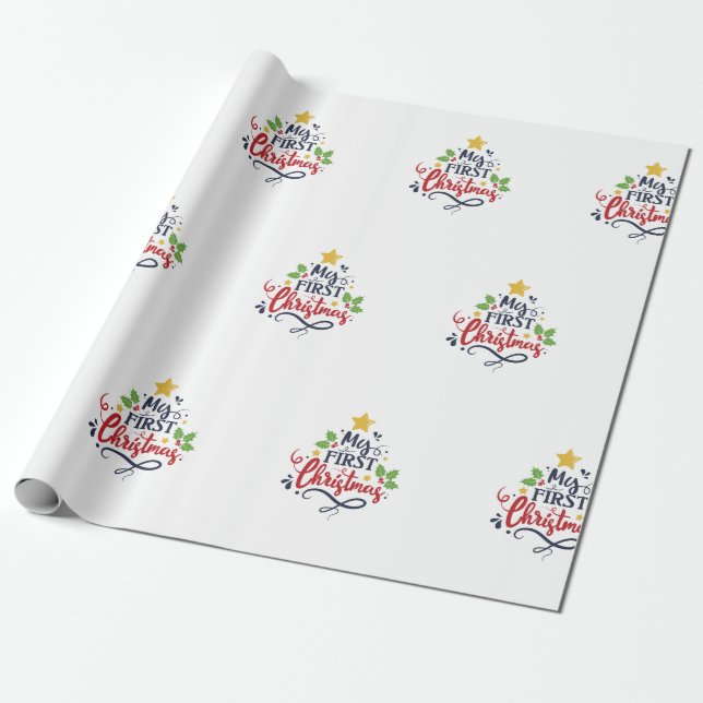 Papel De Presente Meu Primeiro Natal (Desenrolado)