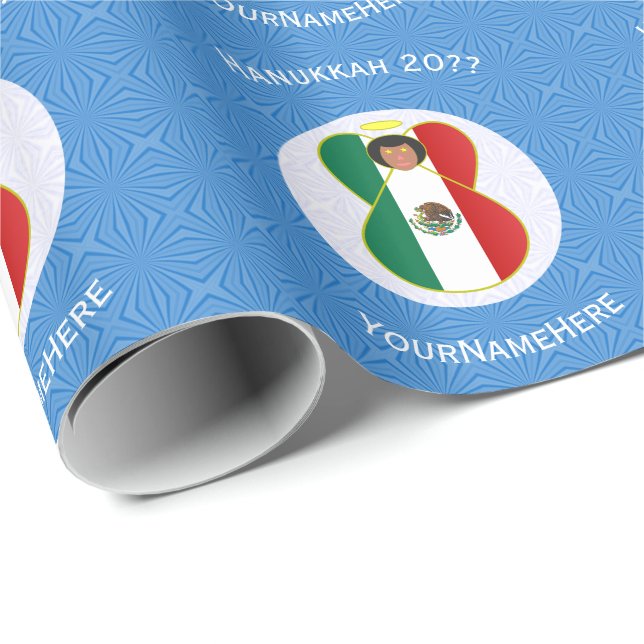 Papel De Presente Mexican Angel Hanukkah Flag Personalized  (Ponta do rolo)