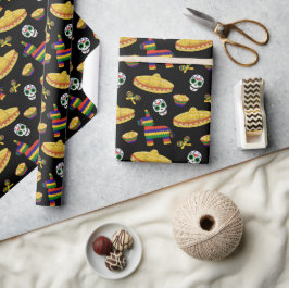 Papel De Presente Mexican Fiesta & Día de Muertos Wrapping Paper