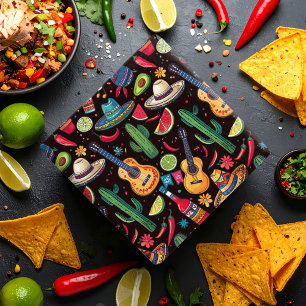 Papel De Presente mexicano Fiesta Any Occasion Pattern Black ID1114