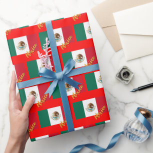Papel De Presente México Wraping Paper, xmas red, Bandeira Mexicana