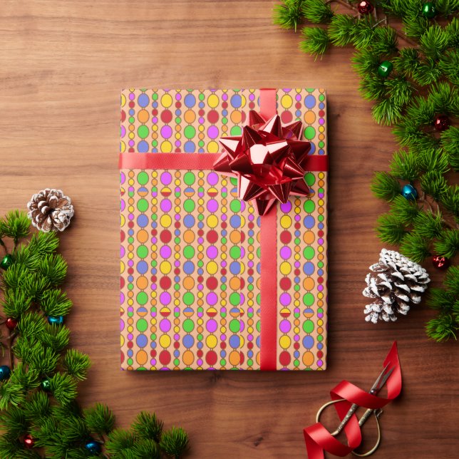 Papel De Presente Miçangas Brilhantes no Pêssego (Presente de Natal)
