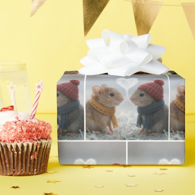 Papel De Presente Mice With a Frosty Heart (Festa de aniversário)