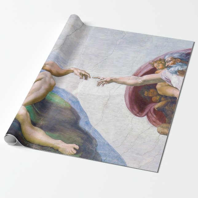 Papel De Presente Michelangelo - Criação de Adão Isolado (Desenrolado)