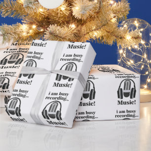 Papel De Presente Microfone Fone de Ouvido Gravação Música