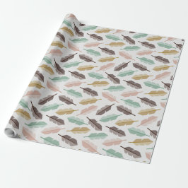 Papel De Presente Mid-Century Modern Retro Feathers Wrapping Paper