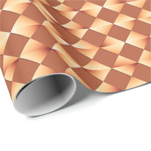 Papel De Presente Mid-Century Satin Diamonds - cobre e marrom