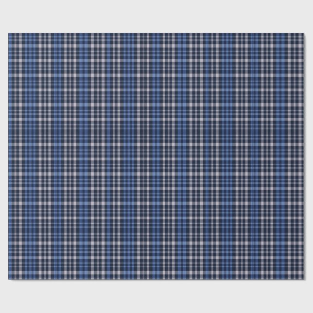 Papel De Presente Midnight Blue Check Plaid (Aberto)