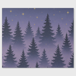 Papel De Presente Midnight Forest Wrapping Paper – Starry Night Pine