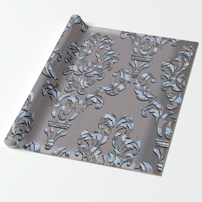 Papel De Presente Miliscent Shadow Damask (Desenrolado)