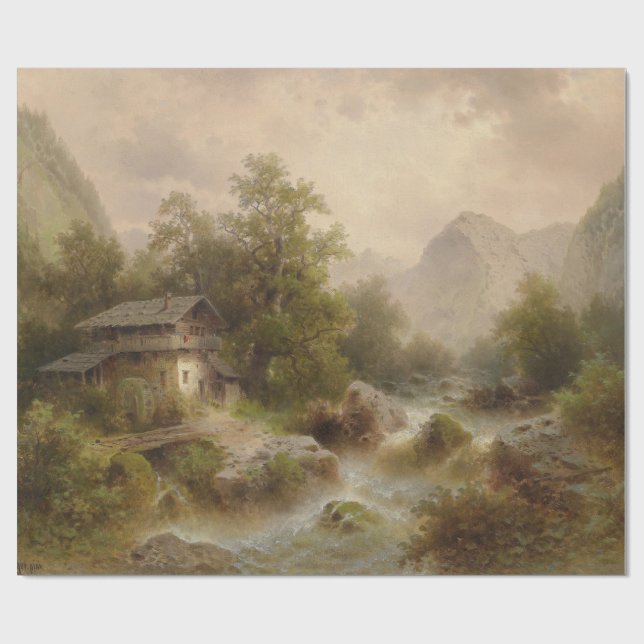 Papel De Presente Mill on a Mountain Stream (por Albert Rieger) (Aberto)
