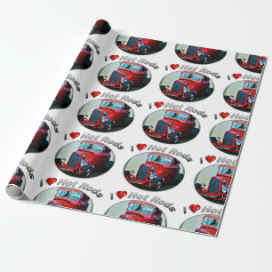 Papel De Presente Mim hot rod do coração - papel de envolvimento