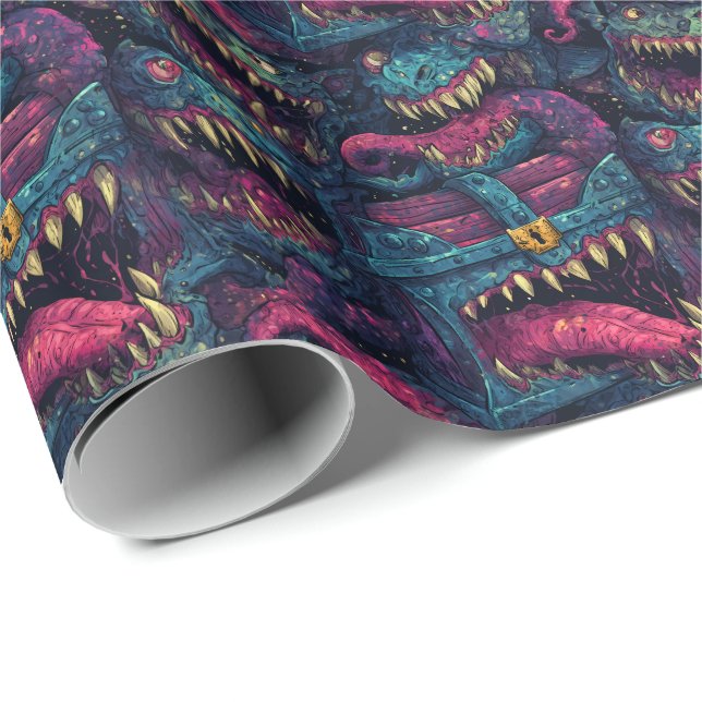 Papel De Presente Mimético de Baú Sorrateiro Monstro D&D (Ponta do rolo)