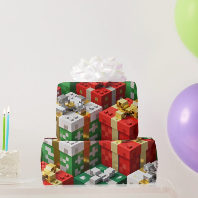 Papel De Presente Minecraft Style Christmas Present Box Gift Wrap (Presentes para festas)