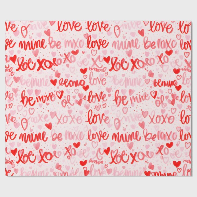 Papel De Presente Minha XOXO Amor Mão Escrita Estilo Embrulho (Aberto)