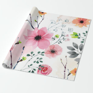 Papel De Presente Minhas Flores de Jardim (técnica de aquarela)