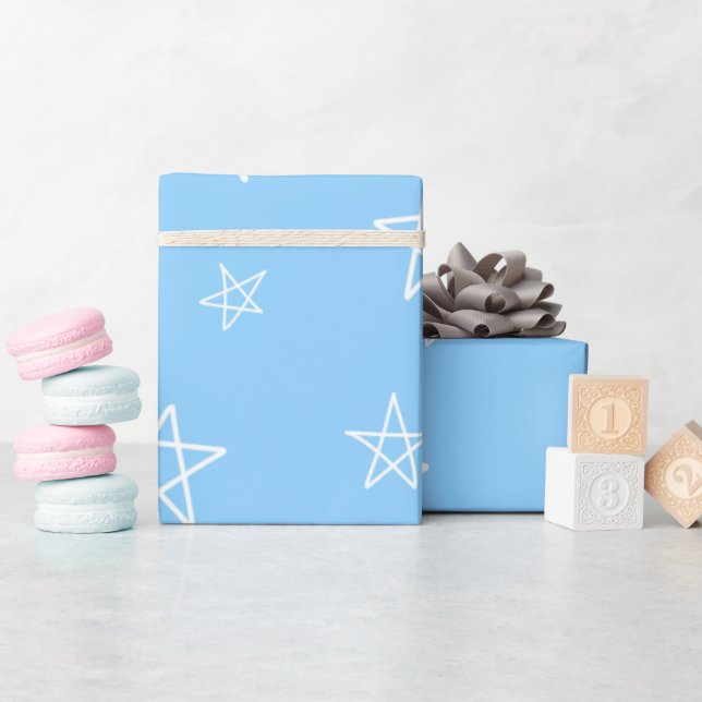 Papel De Presente Minhas Primeiras Estrelas (Azul) (Chá de bebê)
