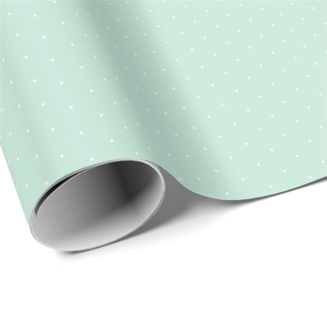 Papel De Presente Minhoca verde-branca, minúscula bolinhas branca-br (Ponta do rolo)