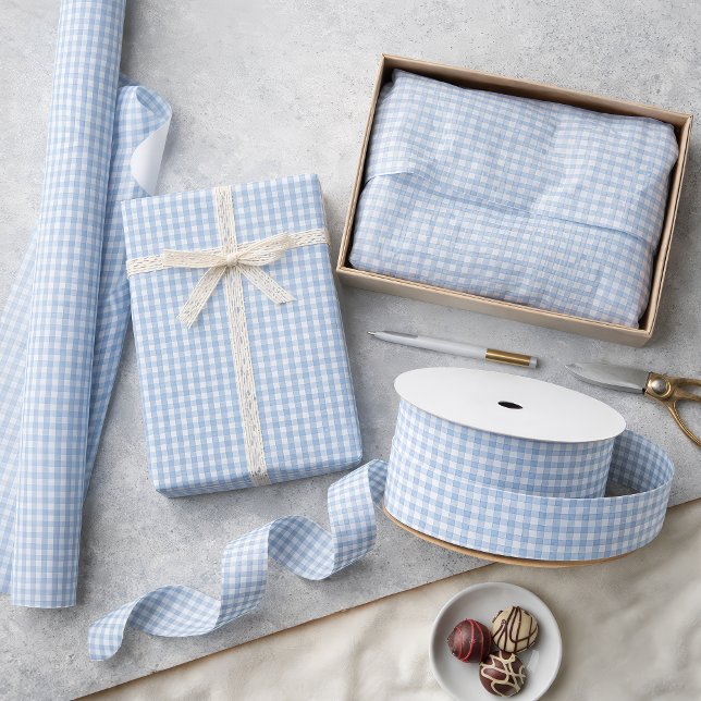 Papel De Presente Mini Airy Blue Gingham Check Pattern (Mini Airy Blue Gingham Check Pattern )