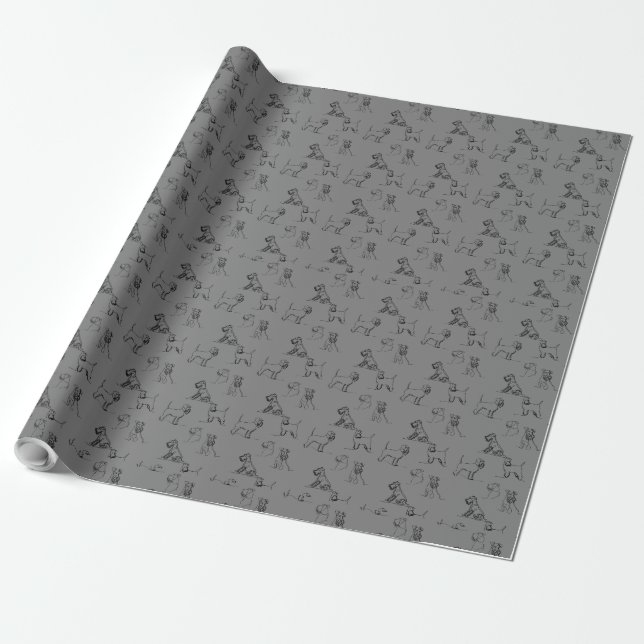 Papel De Presente Miniature Schnauzer Cinza (Desenrolado)