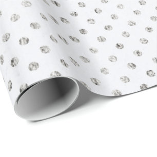 Papel De Presente MiniDots de prata e branco