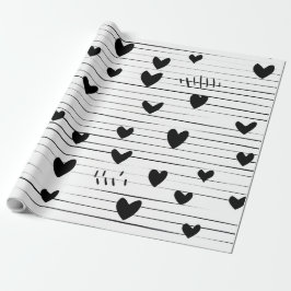Papel De Presente Mínima Abstarct Line Love Black