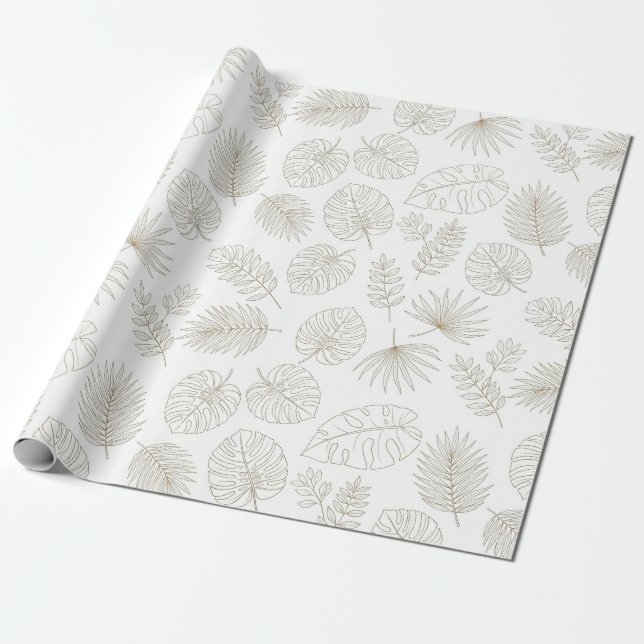 Papel De Presente Minimal Botanical Line Art Pattern (5) (Desenrolado)