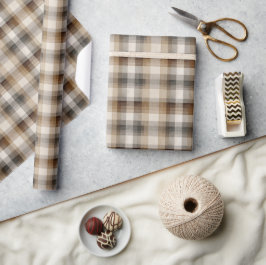 Papel De Presente Minimal Brown Plaid Holiday
