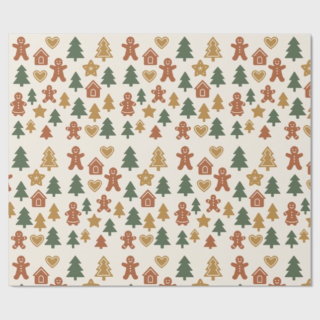 Papel De Presente Minimal Gingerbread Pattern (Aberto)