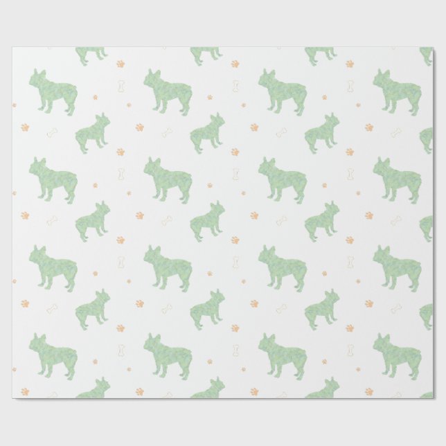 Papel De Presente Minimal pastel mint french bulldog wrapping paper (Aberto)