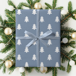 Papel De Presente Minimalist Blue Boy Christmas Pine Tree Winter