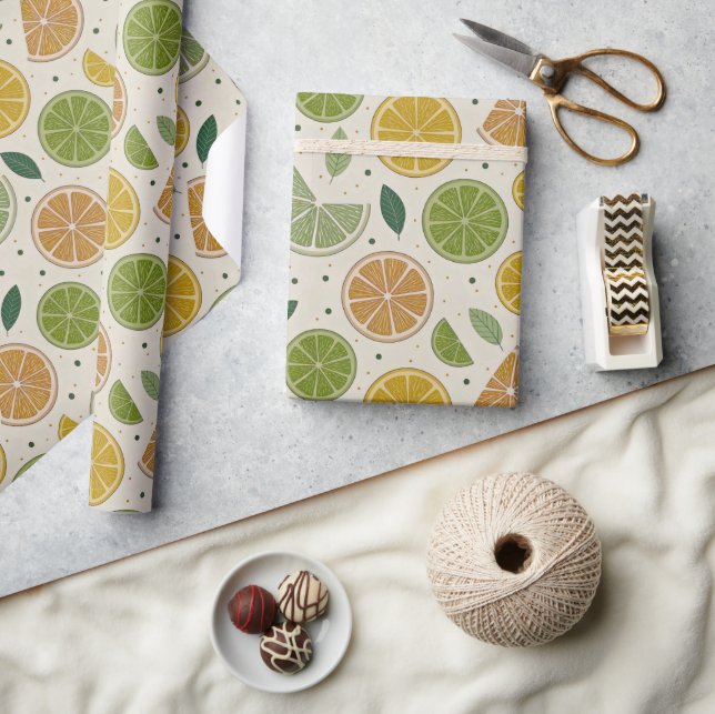 Papel De Presente Minimalist Citrus Slice Gift  (Artesanato)