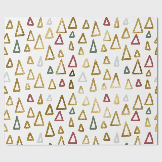 Papel De Presente Minimalist Geometric Christmas Tree Wrapping Paper (Aberto)