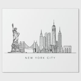 Papel De Presente Minimalist New York City Skyline Line Art