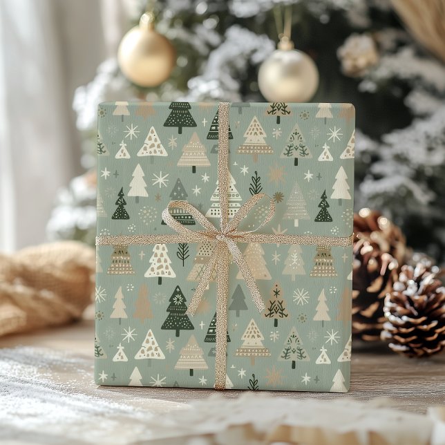 Papel De Presente Minimalist Pastel Christmas Tree Holiday (Criador carregado)