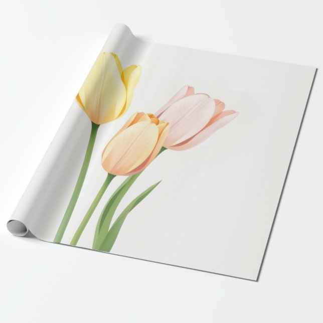 Papel De Presente Minimalist Yellow Tulip Spring Gift Wrap (Desenrolado)